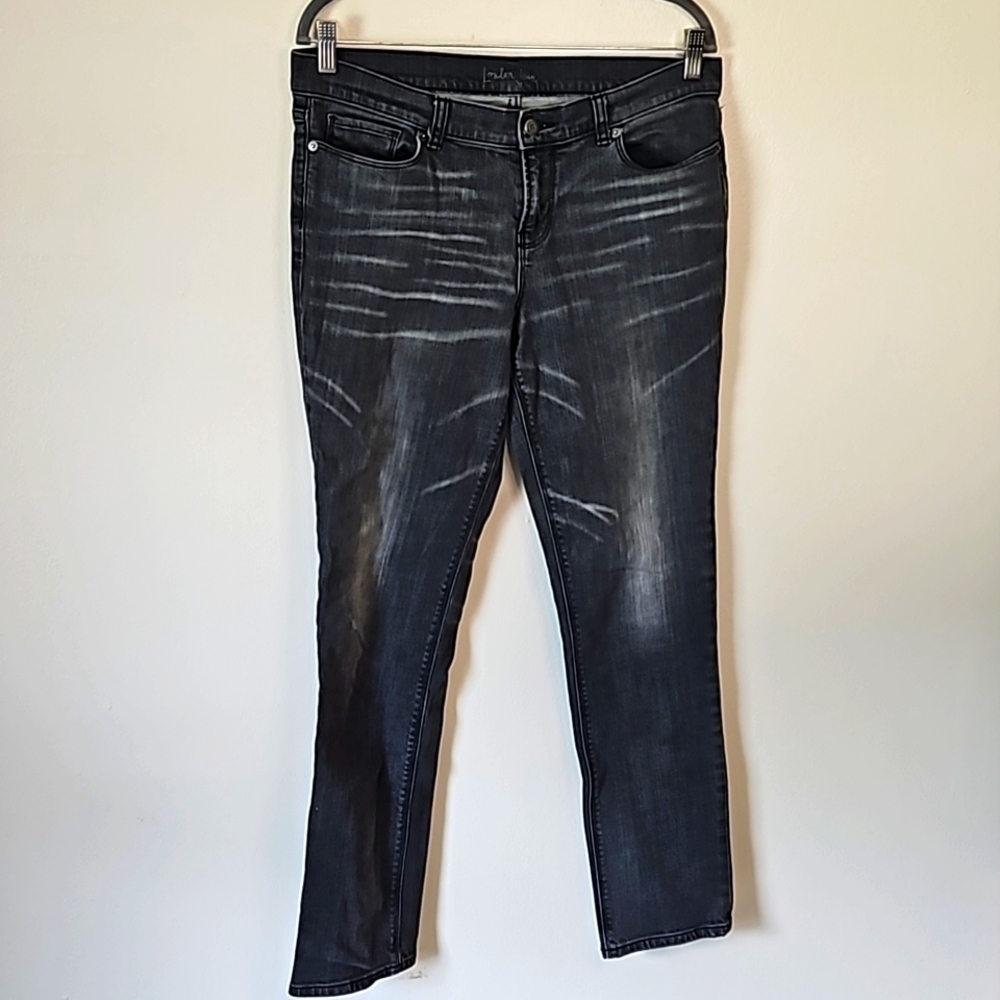 London Jean Black Light Wash 90s Distressed Jeans Size 12